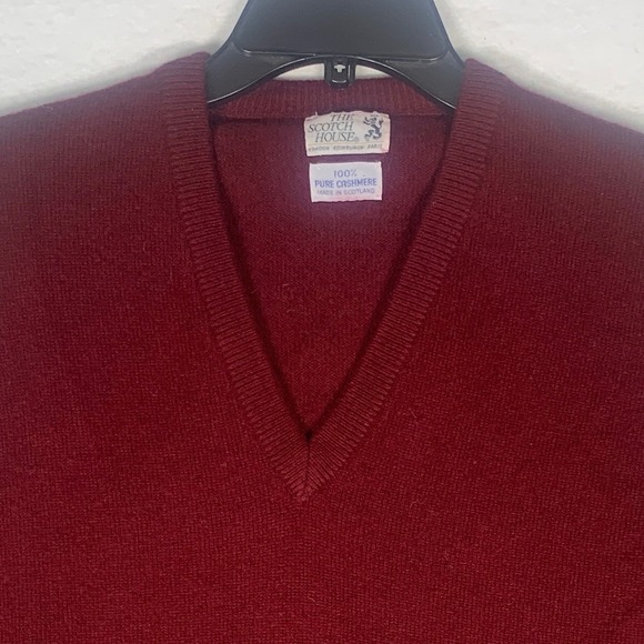 VTG The Scotch House Sweater Mens Large Red Pure Cashmere Pullover Made Scotland - Picture 3 of 7